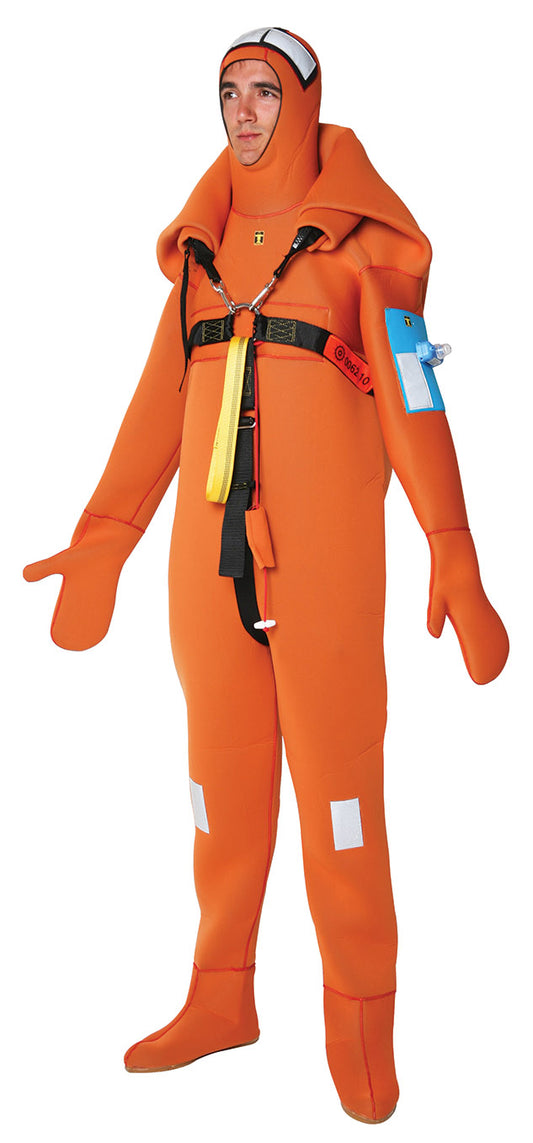 NORSEA survival suit - Complies with IMO/SOLAS 74/83 and CE regulations.